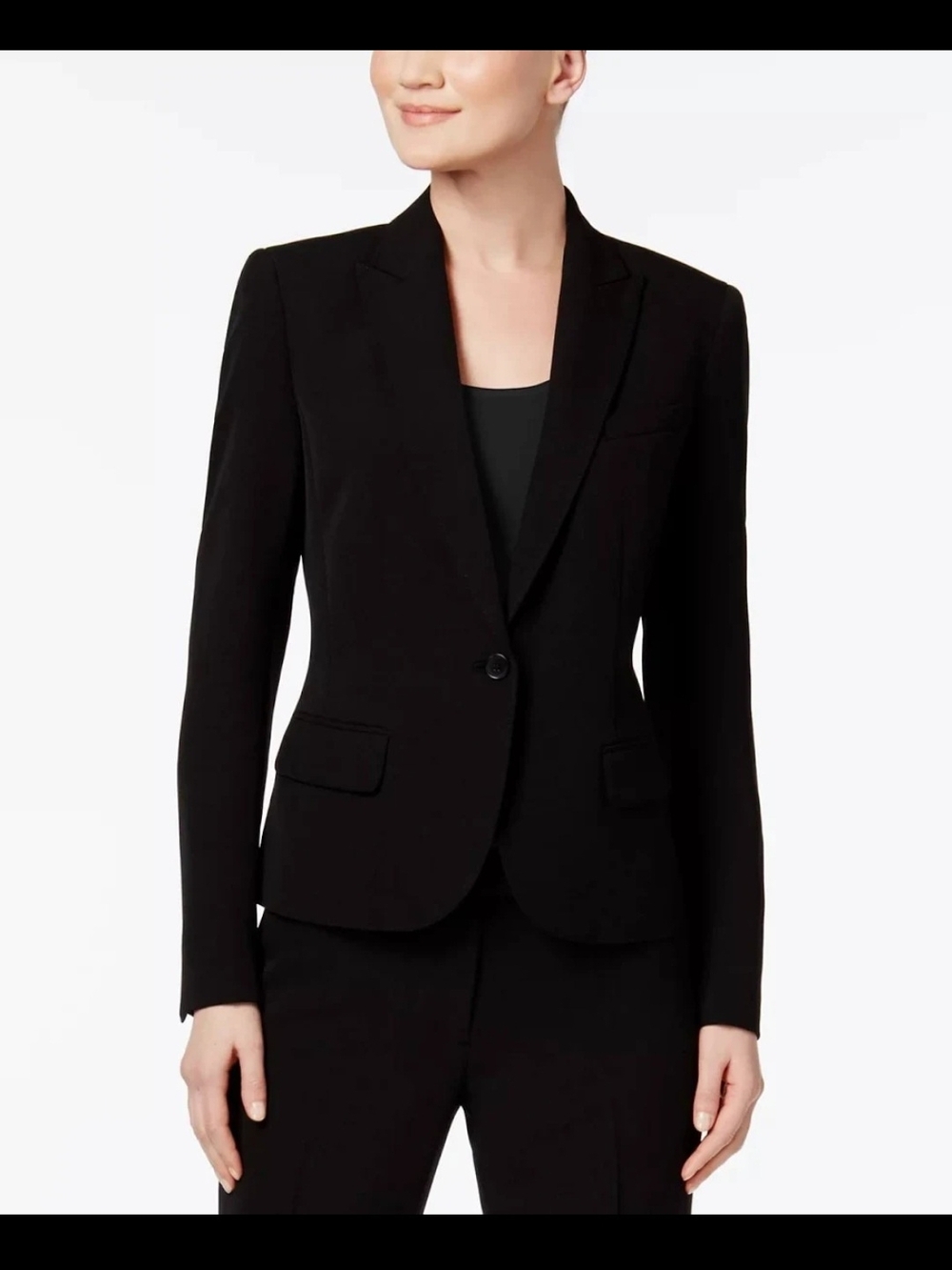 Anne Klein Black Single-Button Tailored Blazer 2-pc Pant Suit